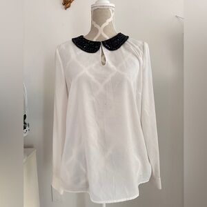 White beaded black and white blouse